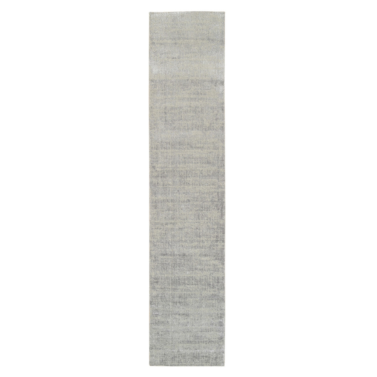 Gray 2'6" x 12'1" Modern and Contemporary & Art Handloom Wool/Silk Rug - Sku: O062853