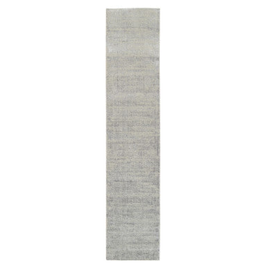 Modern and Contemporary Wool & Art Silk Hand Loomed Rug Grey No Border 2.6X12.1 -O062853