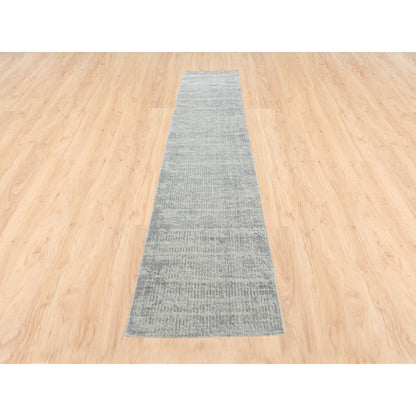 Modern and Contemporary Wool & Art Silk Hand Loomed Rug Grey No Border 2.6X12.1 -O062853