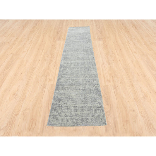 Modern and Contemporary Wool & Art Silk Hand Loomed Rug Grey No Border 2.6X12.1 -O062853