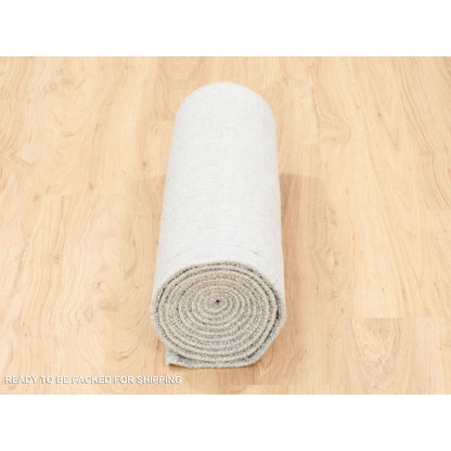 Modern and Contemporary Wool & Art Silk Hand Loomed Rug Grey No Border 2.6X12.1 -O062853