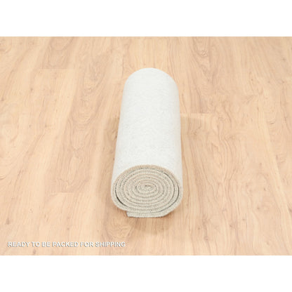 Modern and Contemporary Wool & Art Silk Hand Loomed Rug Beige Beige 2.6X10.1 -O062854