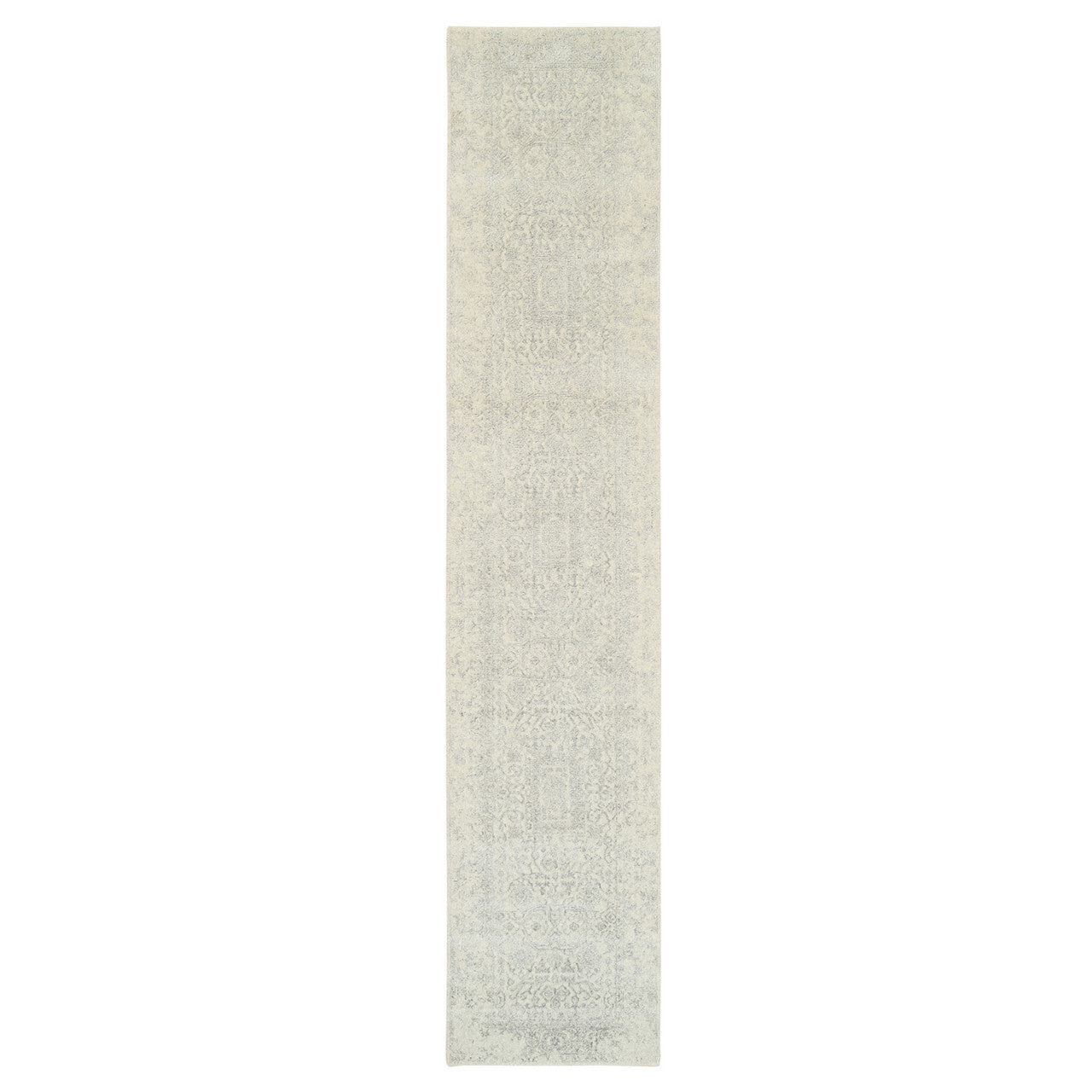 Beige 2'6" x 12'0" Modern and Contemporary & Art Handloom Wool/Silk Rug - Sku: O062855