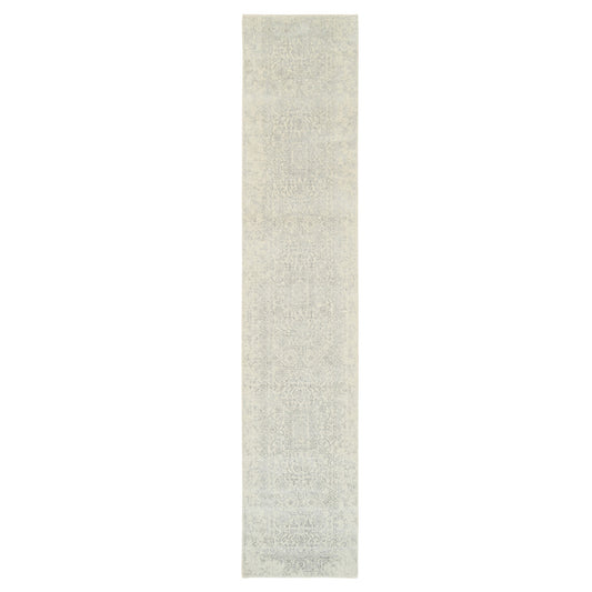 Modern and Contemporary Wool & Art Silk Hand Loomed Rug Beige Beige 2.6X12.0 -O062855