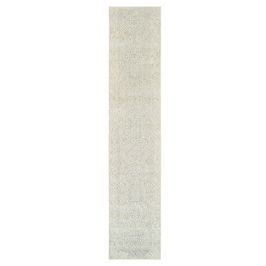 Modern and Contemporary Wool & Art Silk Hand Loomed Rug Beige Beige 2.6X12.0 -O062855