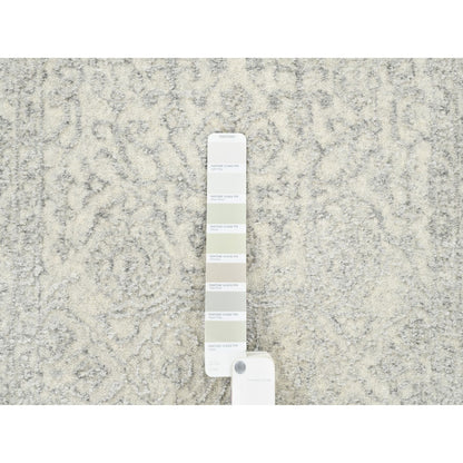 Modern and Contemporary Wool & Art Silk Hand Loomed Rug Beige Beige 2.6X12.0 -O062855