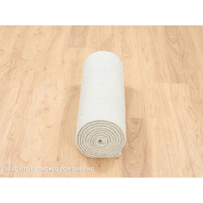 Modern and Contemporary Wool & Art Silk Hand Loomed Rug Beige Beige 2.6X12.0 -O062855