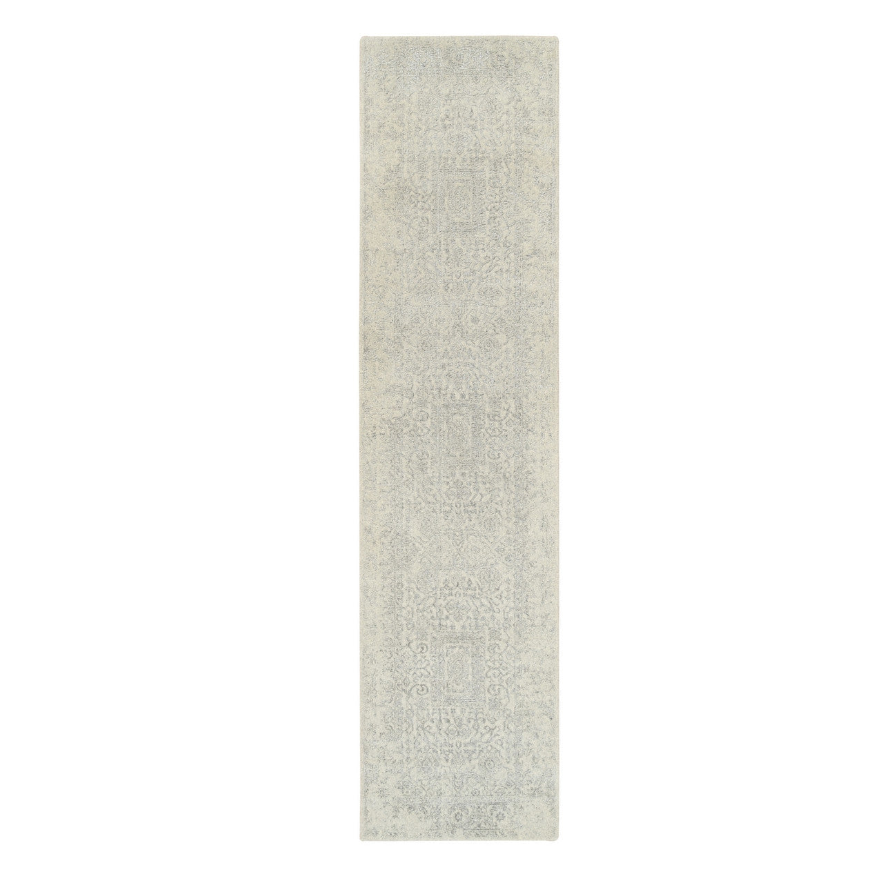 Beige 2'6" x 10'1" Modern and Contemporary Handloom Wool/Silk Rug - Sku: O062856