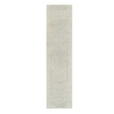 Modern and Contemporary Wool & Silk Hand Loomed Rug Beige Beige 2.6X10.1 -O062856