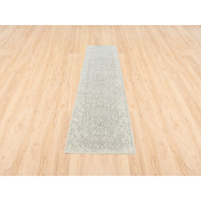 Modern and Contemporary Wool & Silk Hand Loomed Rug Beige Beige 2.6X10.1 -O062856