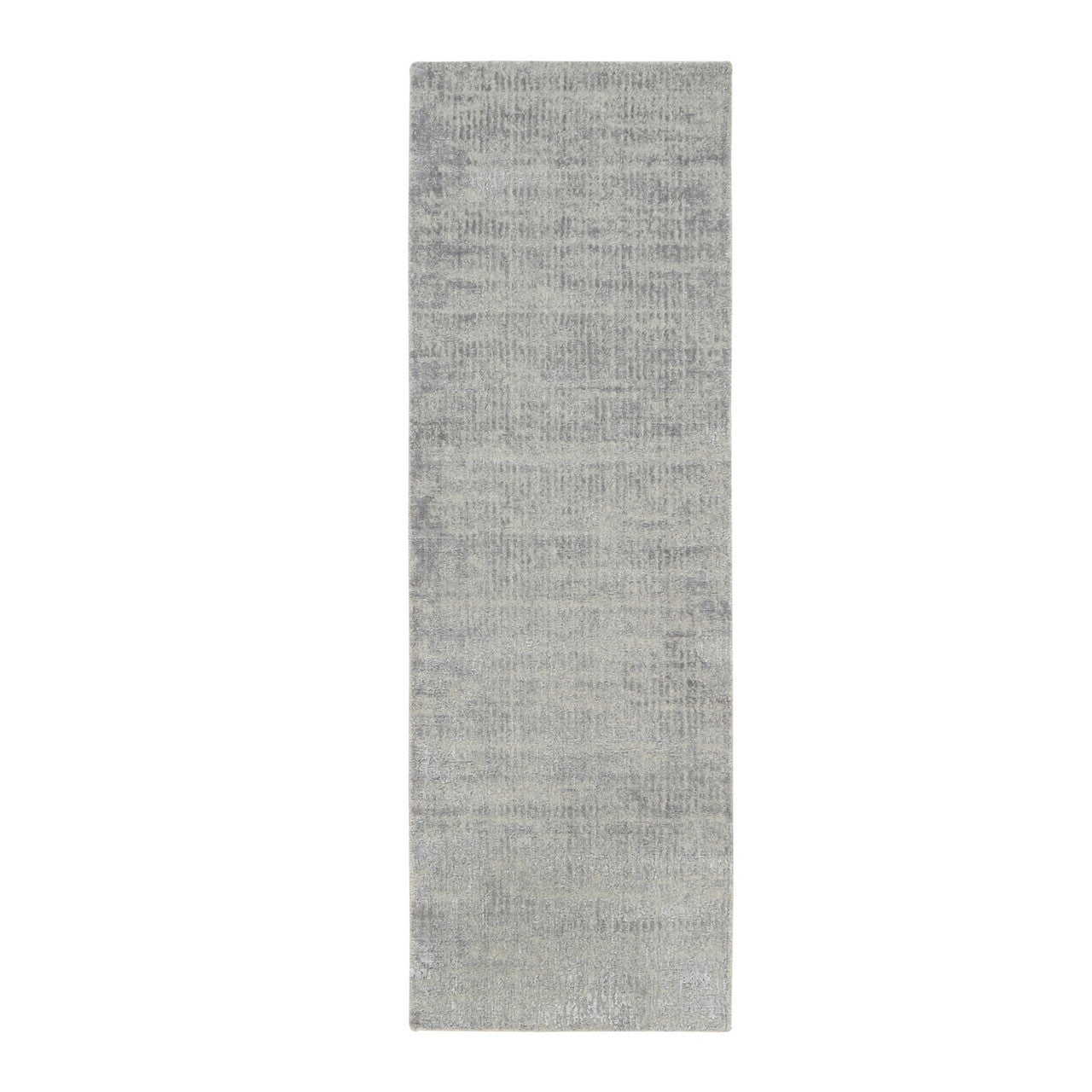 Gray 2'6" x 8'0" Modern and Contemporary Handloom Wool/Silk Rug - Sku: O062860
