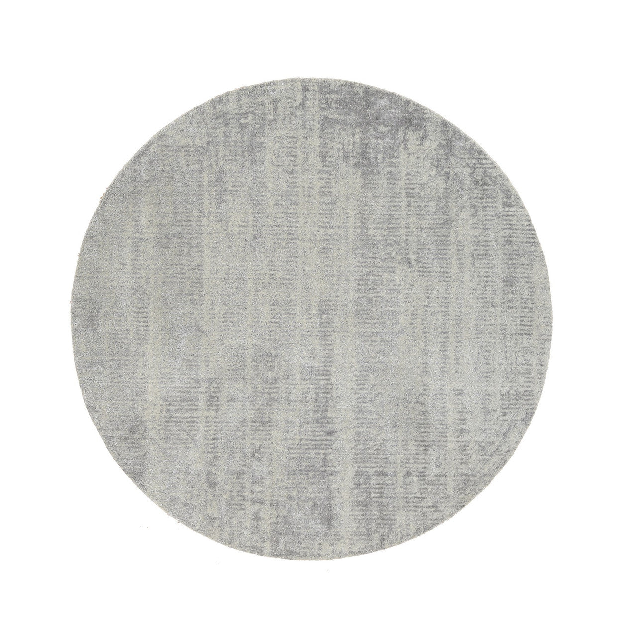 Gray 6'0" x 6'0" Modern and Contemporary Handloom Wool/Silk Rug - Sku: O062861