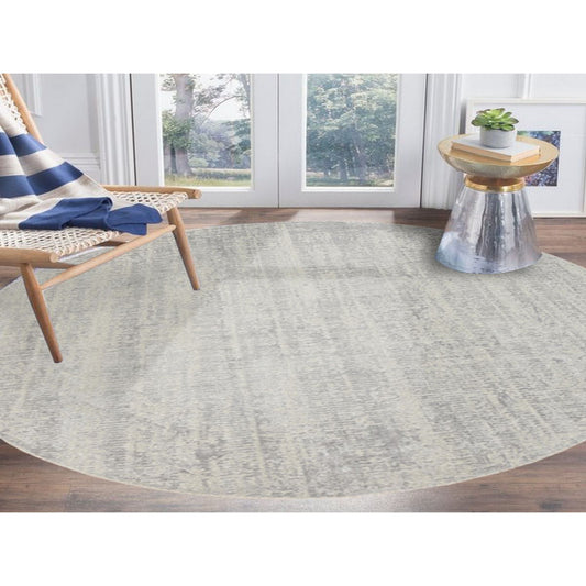 Modern and Contemporary Wool & Silk Hand Loomed Rug Grey No Border 8.10X8.10 -O062864