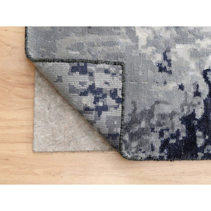 Modern and Contemporary Wool & Silk Hand Knotted Rug Grey No Border 12.0X18.1 -O062870