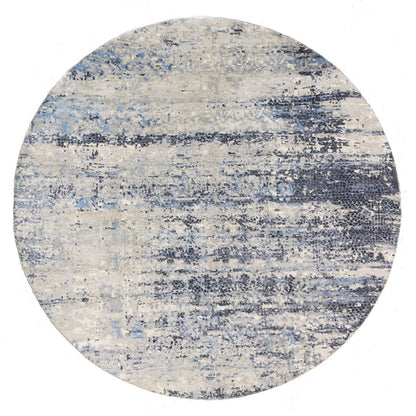 Modern and Contemporary Wool & Silk Hand Knotted Rug Blue No Border 9.10X10.0 -O062871
