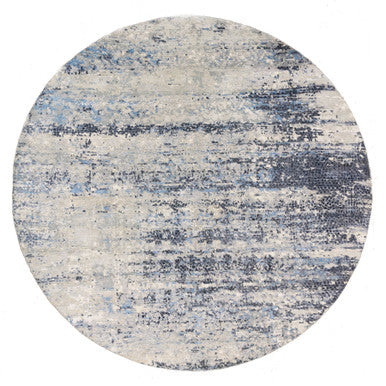 Modern and Contemporary Wool & Silk Hand Knotted Rug Blue No Border 9.10X10.0 -O062871