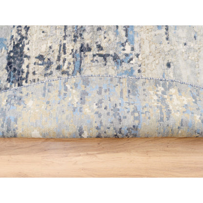 Modern and Contemporary Wool & Silk Hand Knotted Rug Blue No Border 9.10X10.0 -O062871