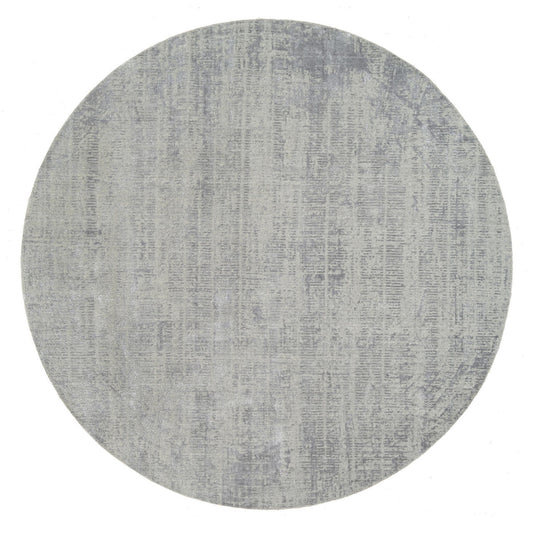 Modern and Contemporary Wool & Silk Hand Loomed Rug Grey No Border 10.0X10.0 -O062874