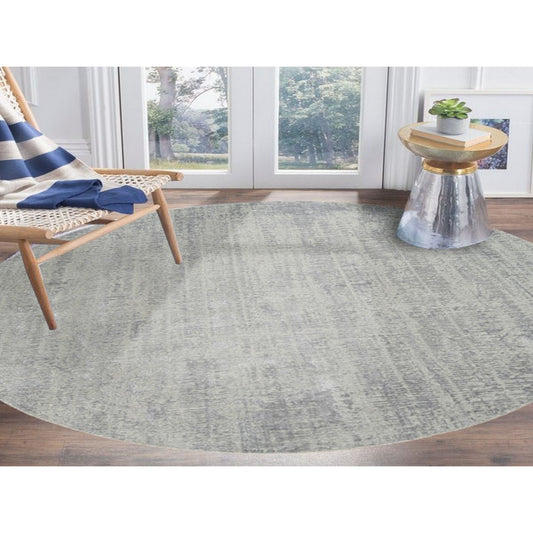 Modern and Contemporary Wool & Silk Hand Loomed Rug Grey No Border 10.0X10.0 -O062874