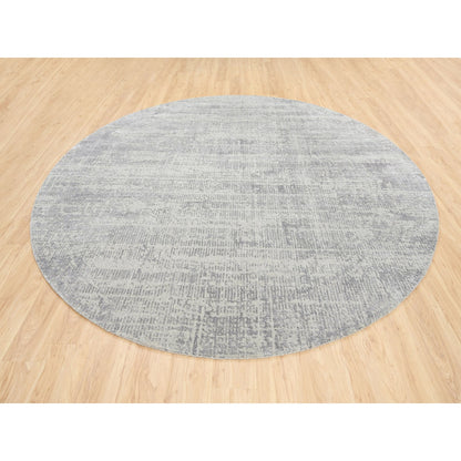 Modern and Contemporary Wool & Silk Hand Loomed Rug Grey No Border 10.0X10.0 -O062874