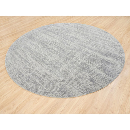 Modern and Contemporary Wool & Silk Hand Loomed Rug Grey No Border 10.0X10.0 -O062874