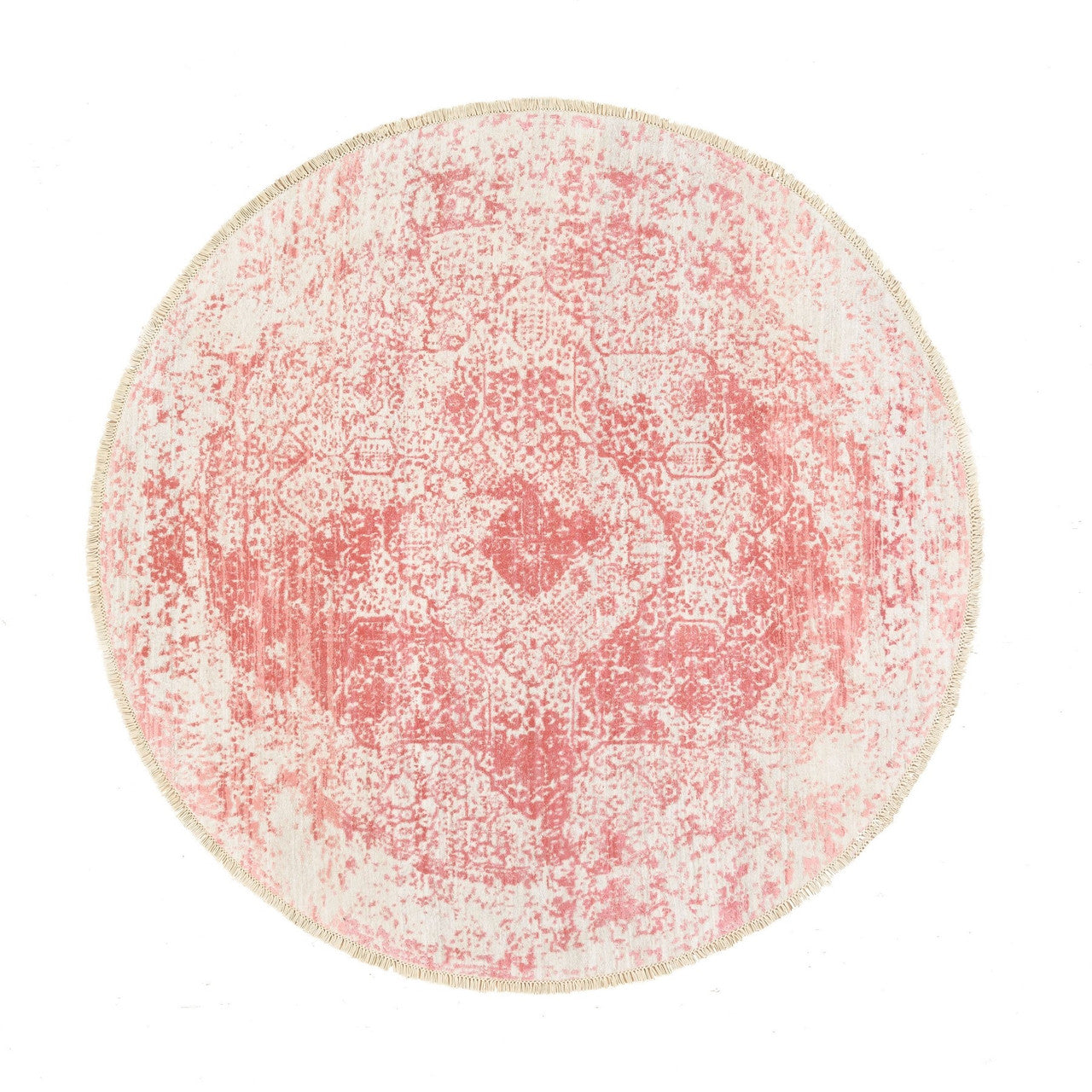 Pink 5'10" x 6'0" Transitional & Pure Hand knotted Wool/Silk Rug - Sku: O062875