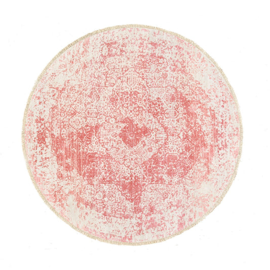 Transitional Wool & Pure Silk Hand Knotted Rug Pink No Border 5.10X6.0 -O062875
