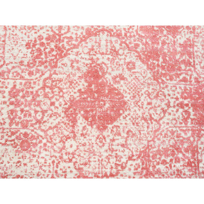 Transitional Wool & Pure Silk Hand Knotted Rug Pink No Border 5.10X6.0 -O062875