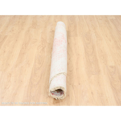 Transitional Wool & Pure Silk Hand Knotted Rug Pink No Border 5.10X6.0 -O062875