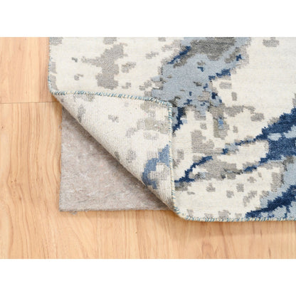 Modern and Contemporary Wool & Silk Hand Knotted Rug Blue No Border 10.0X10.1 -O062878