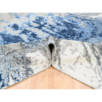 Modern and Contemporary Wool & Silk Hand Knotted Rug Blue No Border 10.0X10.1 -O062878