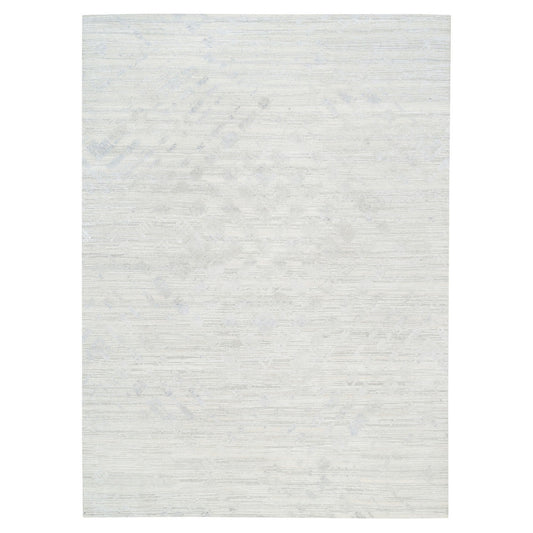 Modern and Contemporary Wool Hand Knotted Rug Grey No Border 9.0X12.0 -O062890