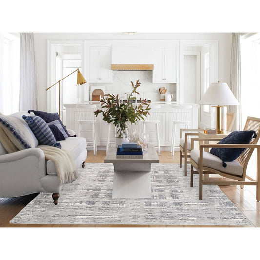 Modern and Contemporary Wool Hand Knotted Rug Grey No Border 8.0X8.0 -O062892