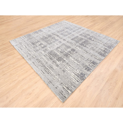 Modern and Contemporary Wool Hand Knotted Rug Grey No Border 8.0X8.0 -O062892