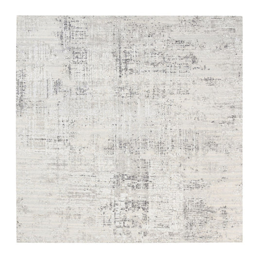 Modern and Contemporary Wool Hand Knotted Rug Grey No Border 8.0X8.1 -O062896