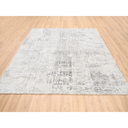 Modern and Contemporary Wool Hand Knotted Rug Grey No Border 8.0X8.1 -O062896