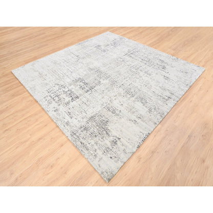 Modern and Contemporary Wool Hand Knotted Rug Grey No Border 8.0X8.1 -O062896