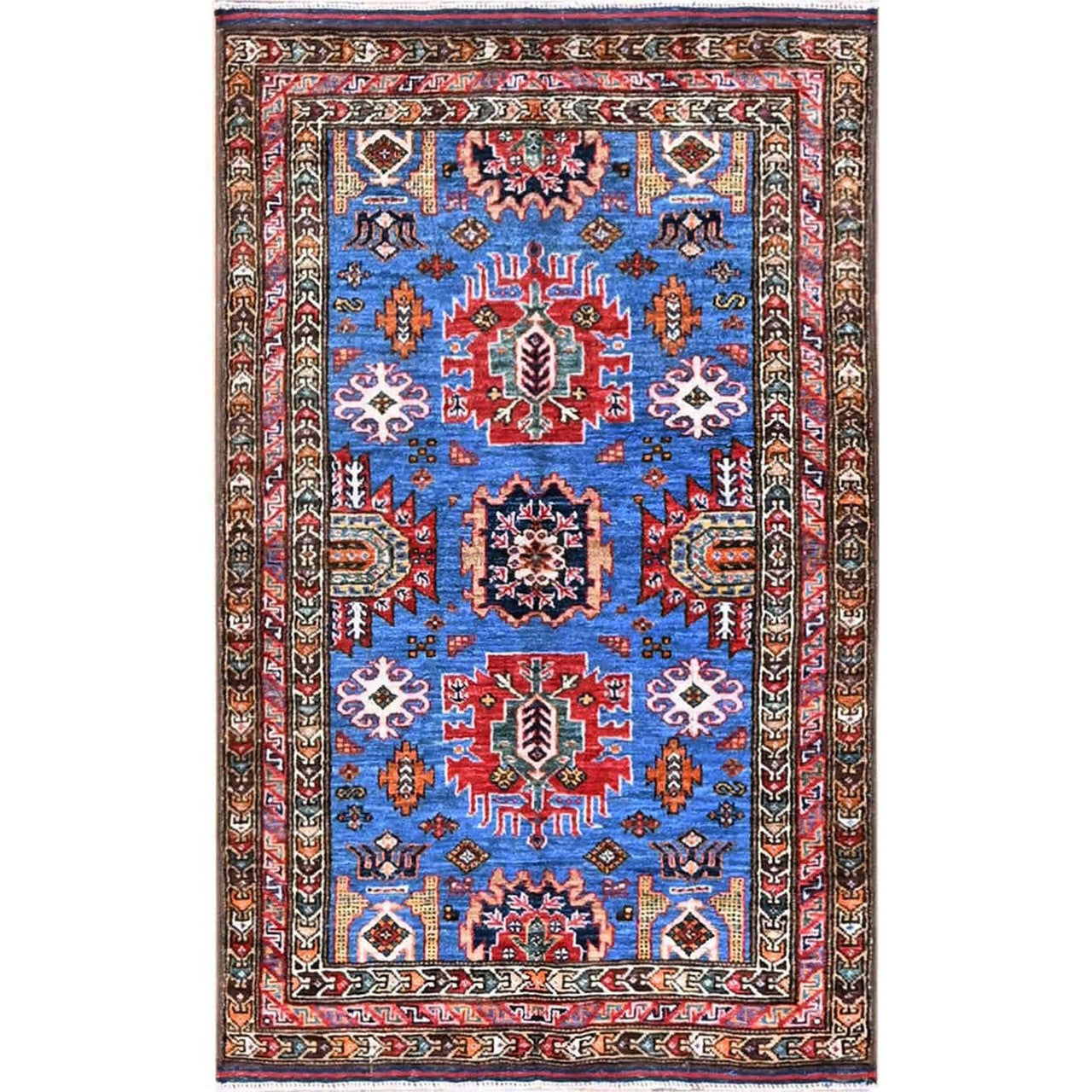 Kazak Wool Hand Knotted Rug Blue 2.10x4.6 -O0628