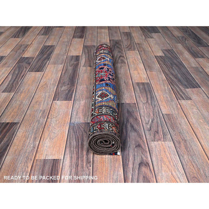 Kazak Wool Hand Knotted Rug Blue 2.10x4.6 -O0628