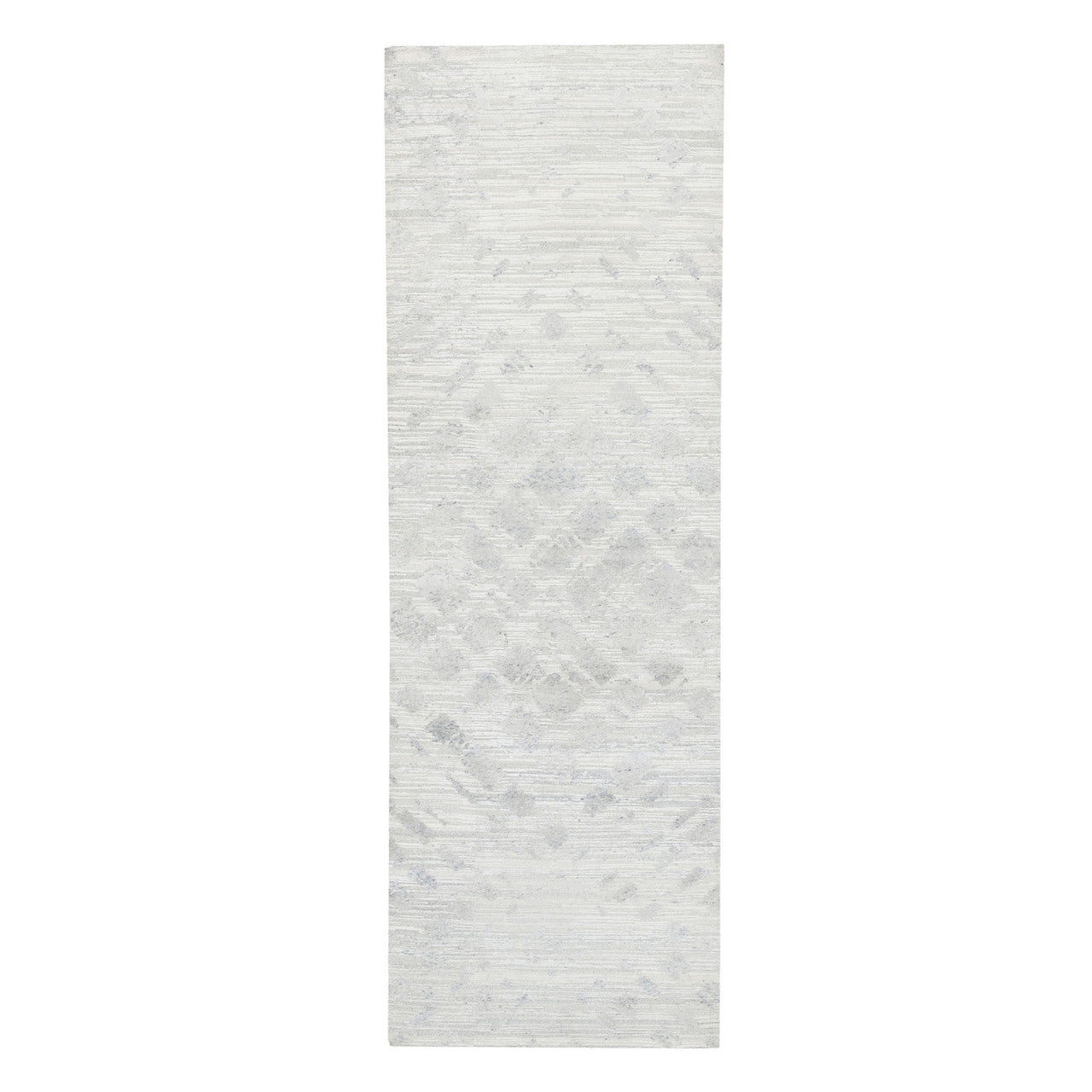 Gray 4'0" x 12'0" Modern and Contemporary Hand knotted Wool Rug - Sku: O062906
