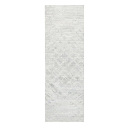 Modern and Contemporary Wool Hand Knotted Rug Grey No Border 4.0X12.0 -O062906