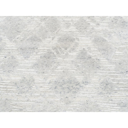 Modern and Contemporary Wool Hand Knotted Rug Grey No Border 4.0X12.0 -O062906