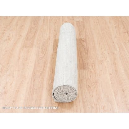 Modern and Contemporary Wool Hand Knotted Rug Grey No Border 4.0X12.0 -O062906