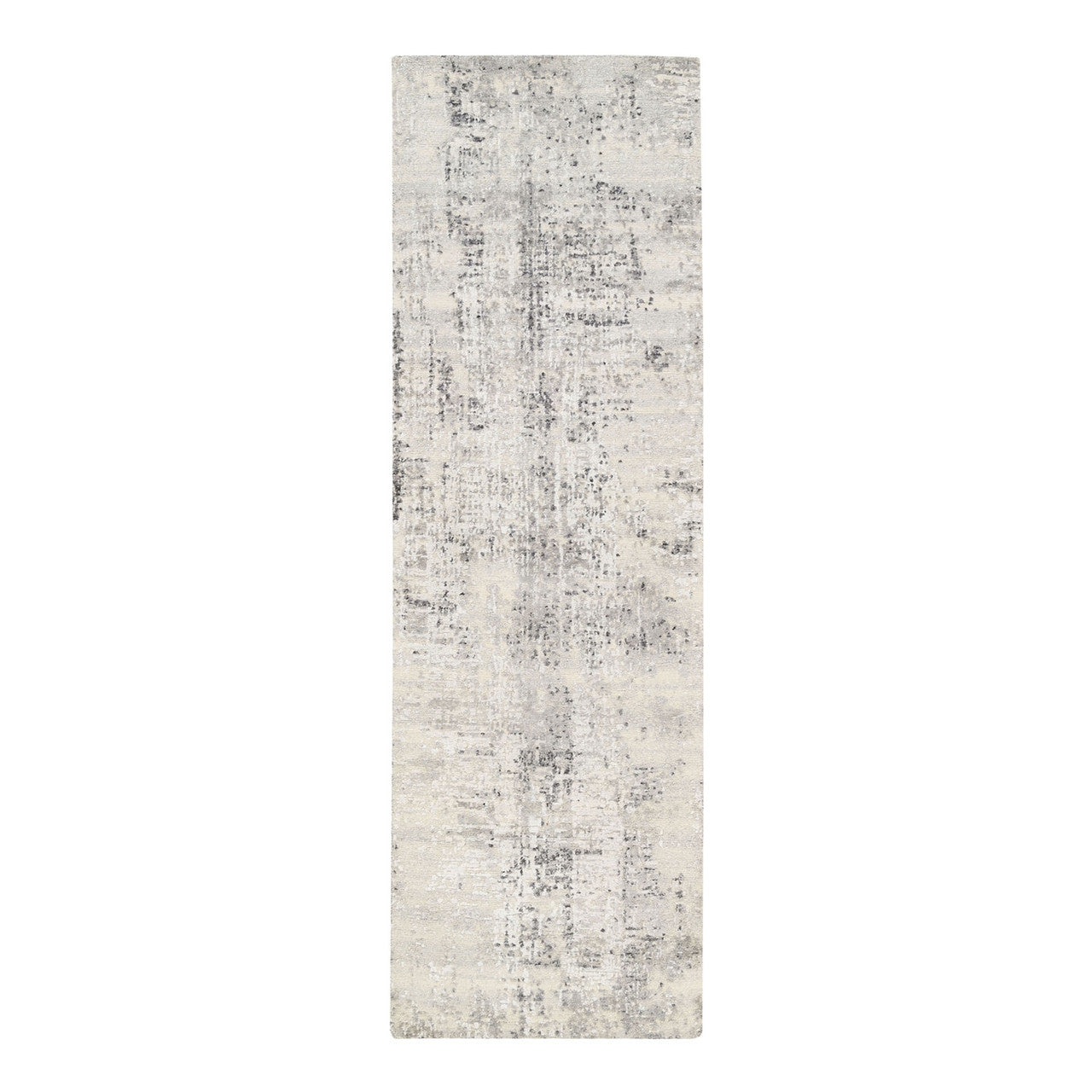 Beige 2'5" x 8'0" Modern and Contemporary Hand knotted Wool Rug - Sku: O062915
