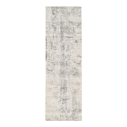 Modern and Contemporary Wool Hand Knotted Rug Beige No Border 2.5X8.0 -O062915