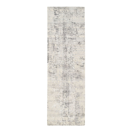 Modern and Contemporary Wool Hand Knotted Rug Beige No Border 2.5X8.0 -O062915