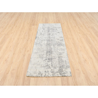 Modern and Contemporary Wool Hand Knotted Rug Beige No Border 2.5X8.0 -O062915