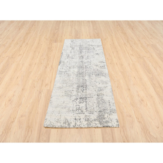 Modern and Contemporary Wool Hand Knotted Rug Beige No Border 2.5X8.0 -O062915