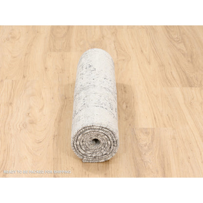 Modern and Contemporary Wool Hand Knotted Rug Beige No Border 2.5X8.0 -O062915