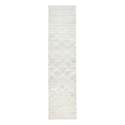 Modern and Contemporary Wool Hand Knotted Rug Ivory No Border 2.7X12.0 -O062919